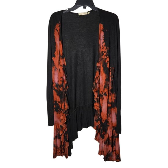 One World Womens Ruffled Tie-Dye Open Front Cardigan Size Large Witchy Grunge - Picture 1 of 8